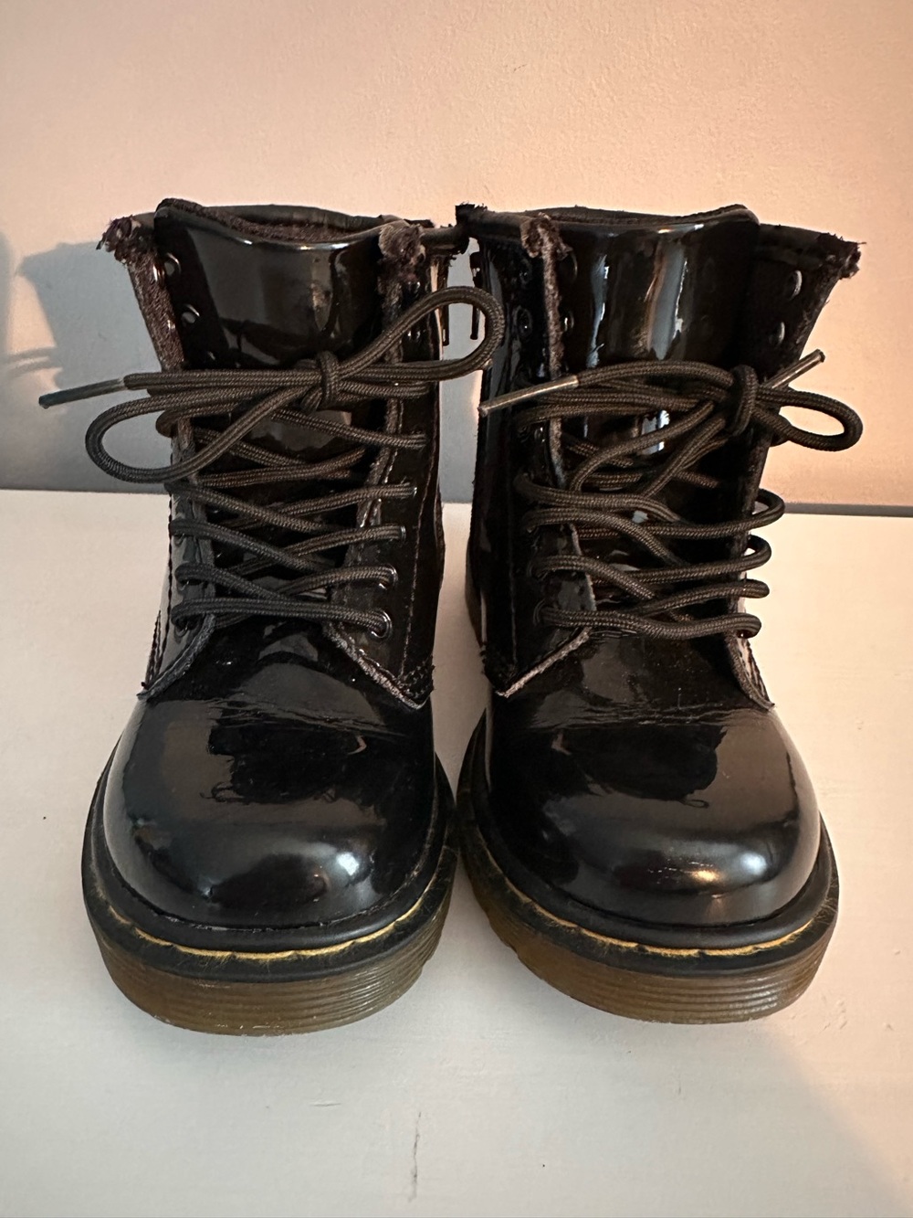 Dr Martens - Junior, Black, Patent Leather, Boots, Toddler Size 9, Ankle Zipper